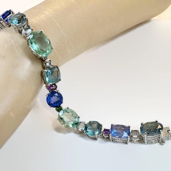 Spinel Bracelet, Topaz, Sterling Silver, Designer, STS, Chuck Clemency - Picture 2 of 6